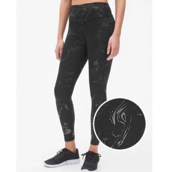 GapFit Teen Leggings Blackout B-Waist Marble True Black. Size 12. NEW WITH TAGS - Picture 1 of 16